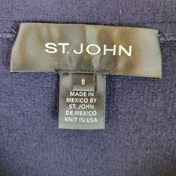 St. John Womens Knit Pleated Midrise Preppy Short Skirt Size 8 Blue Workwear - Picture 2 of 9